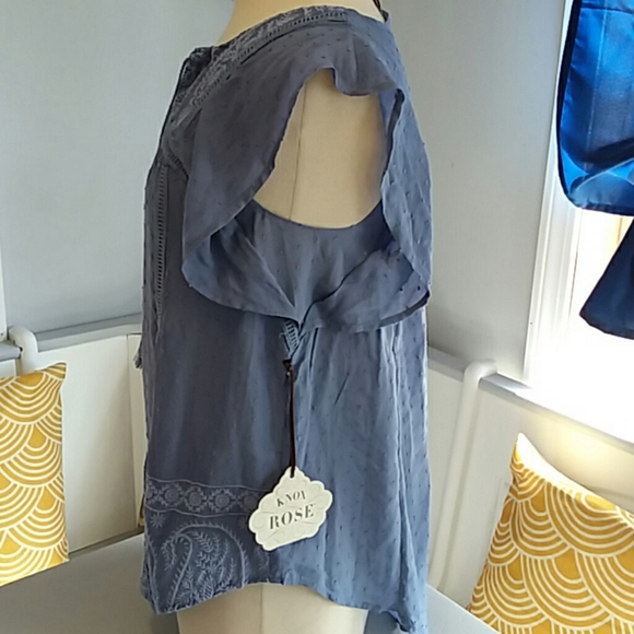 Knox rose boho tassle paisly periwinkle blouse - Picture 4 of 8